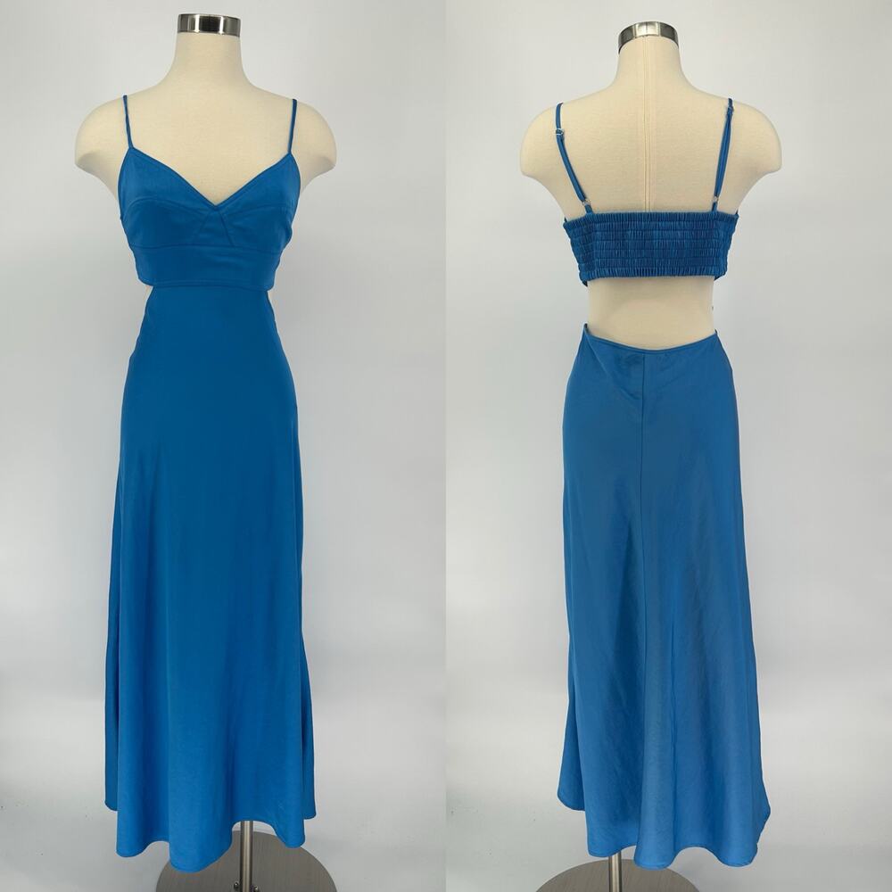 A.L.C. Blue Blakely Dress Size 10 – Satin Midi, Good Used, Mark + Pilling